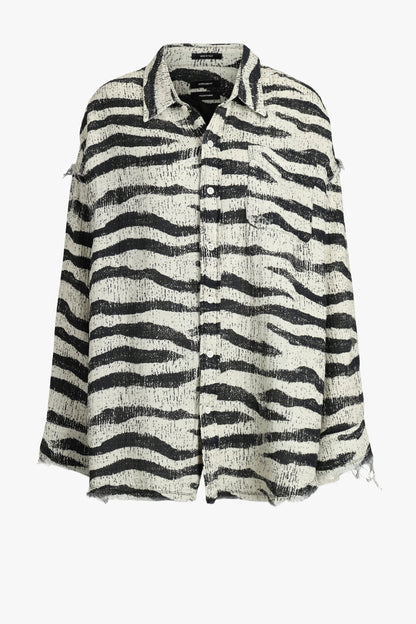 Shredded Seam Drop Neck Blouse in ZebraR13 - Anita Hass