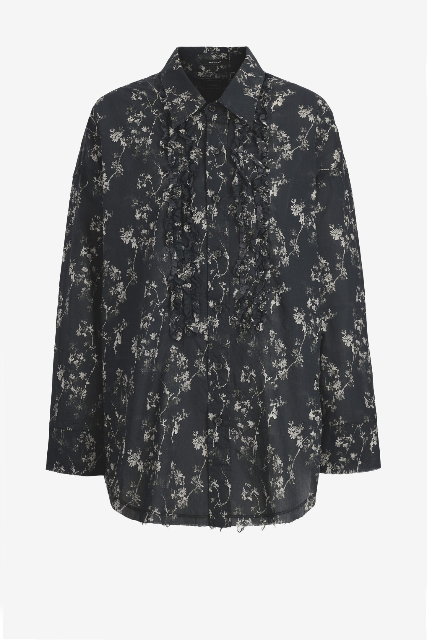 "Shredded Seam Ruffle" Blouse in Floral on Black R13 - Anita Hass