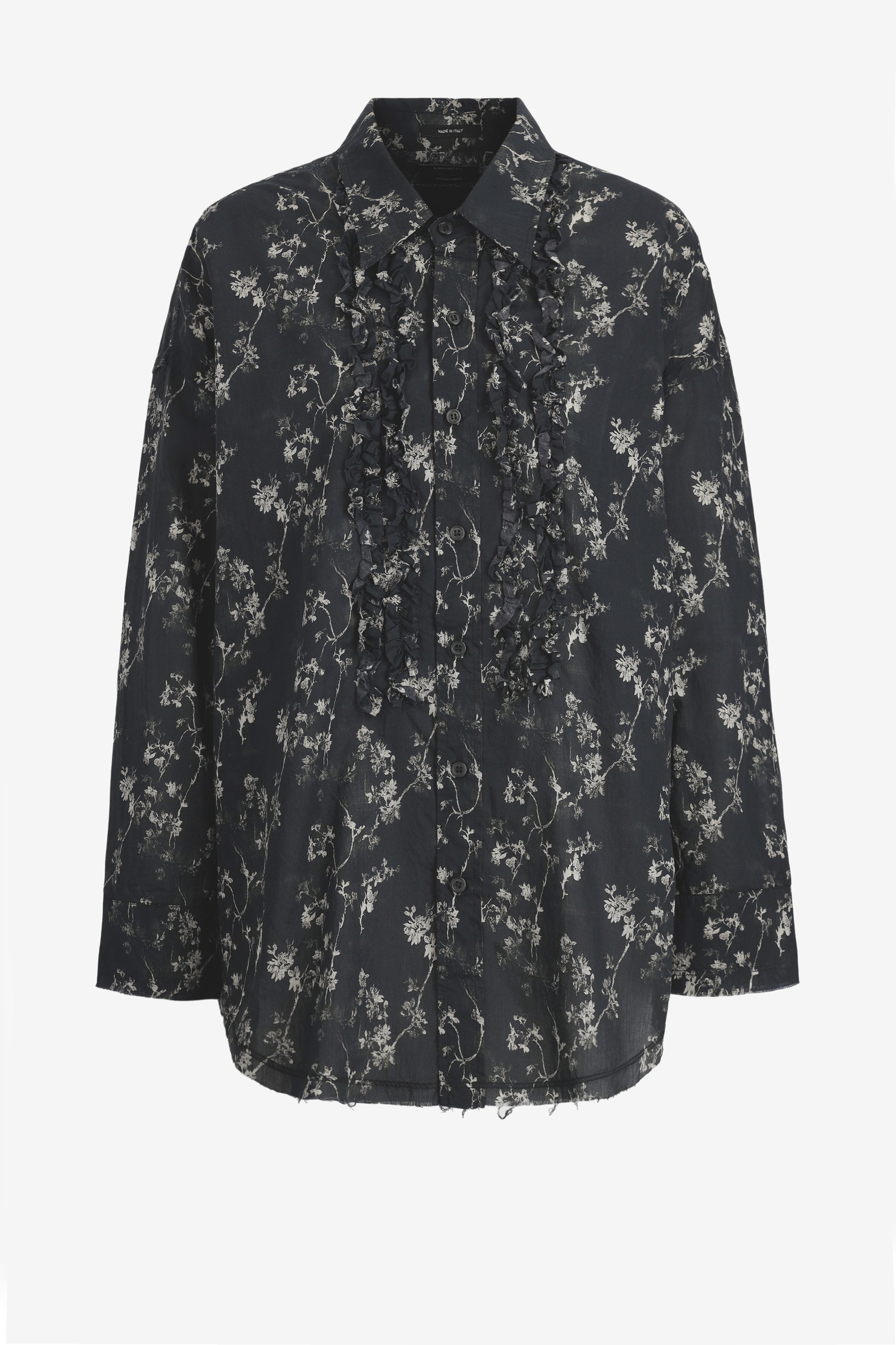"Shredded Seam Ruffle" Blouse in Floral on Black R13 - Anita Hass