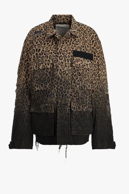Jacke Shredded in Brown Leopard R13