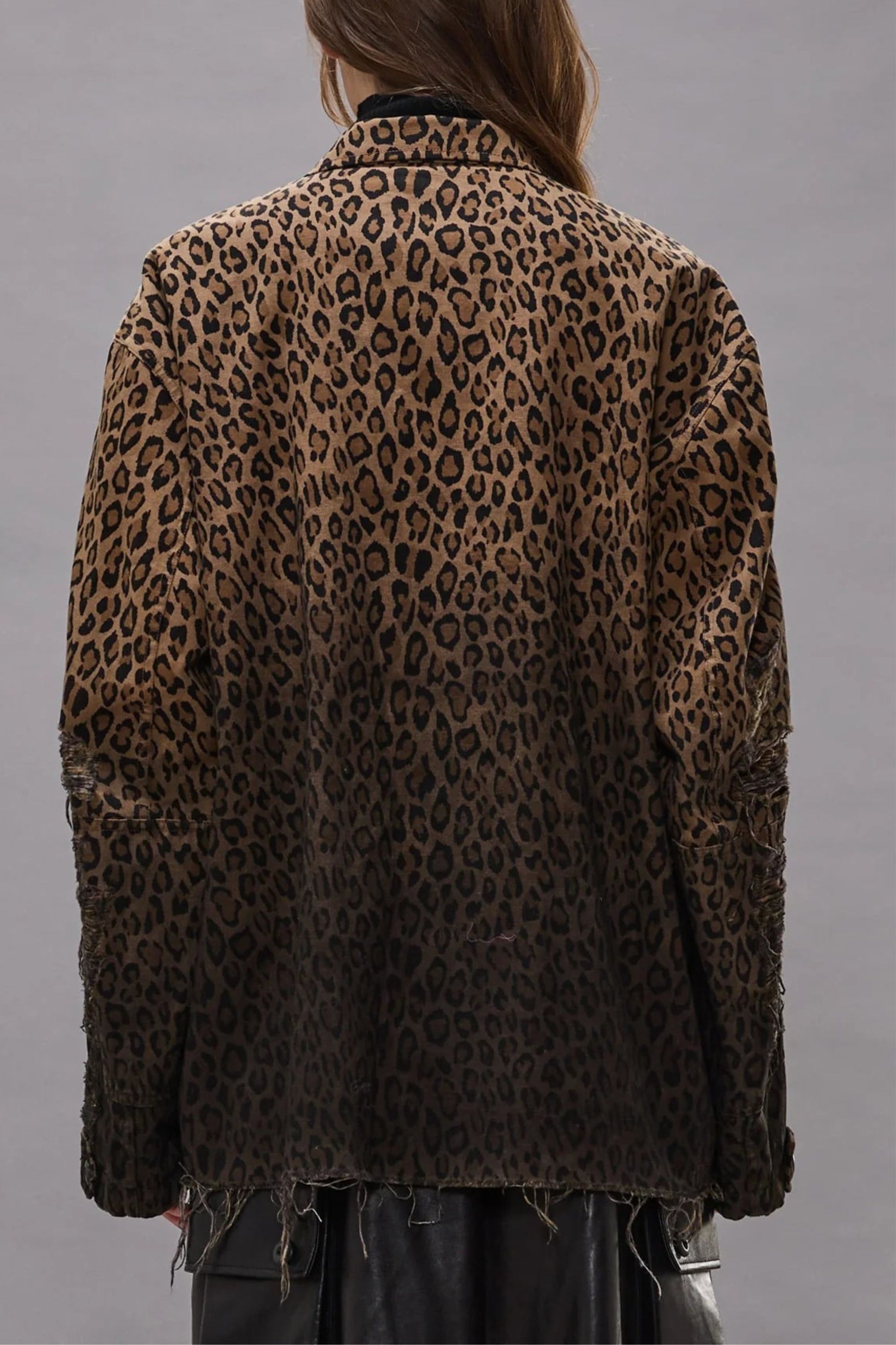 Jacke Shredded in Brown Leopard R13