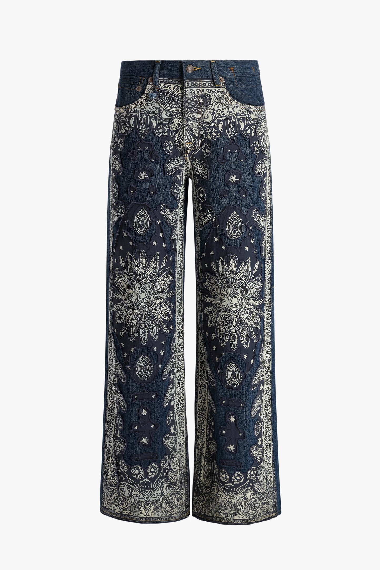 D'Arcy Flare Jeans in Blue Bandana Applique R13 - Anita Hass