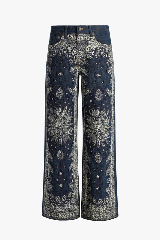 D'Arcy Flare Jeans in Blue Bandana Applique R13 - Anita Hass