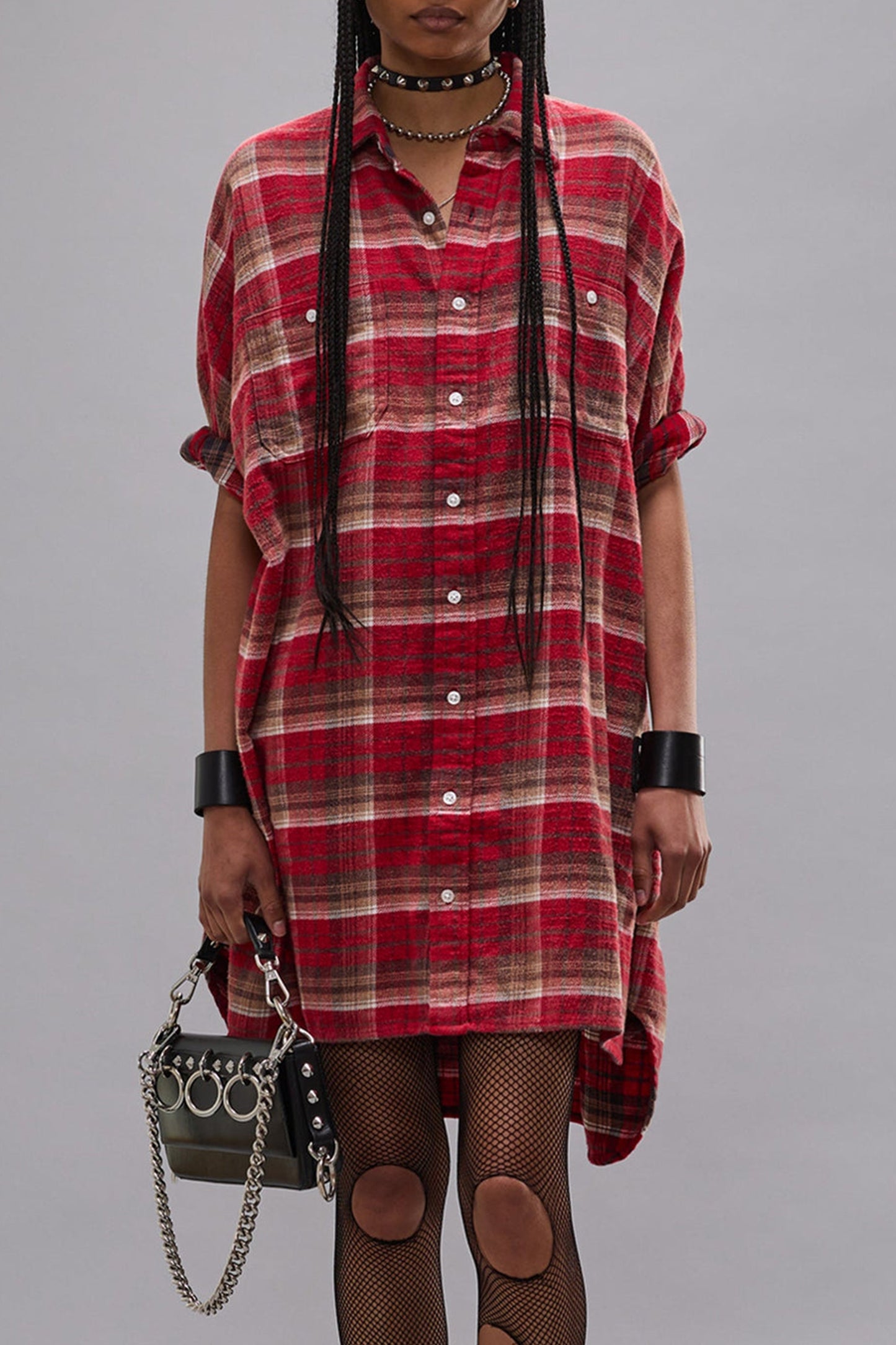 Boxy Oversized Dress in Red Plaid R13 - Anita Hass