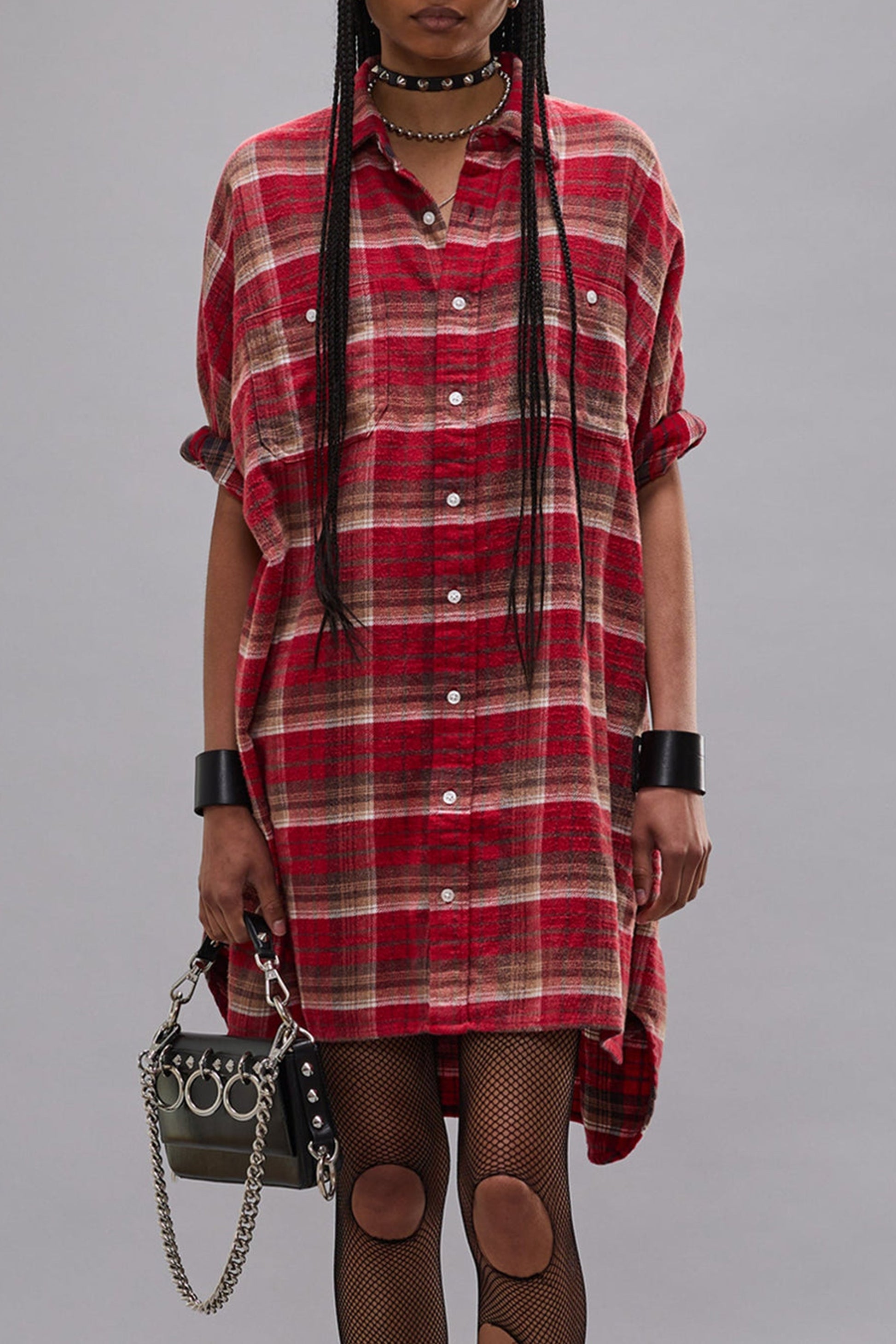 Boxy Oversized Dress in Red Plaid R13 - Anita Hass