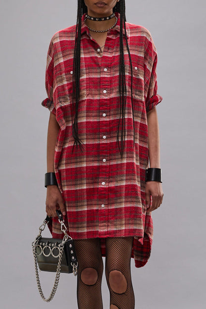 Boxy Oversized Dress in Red Plaid R13 - Anita Hass