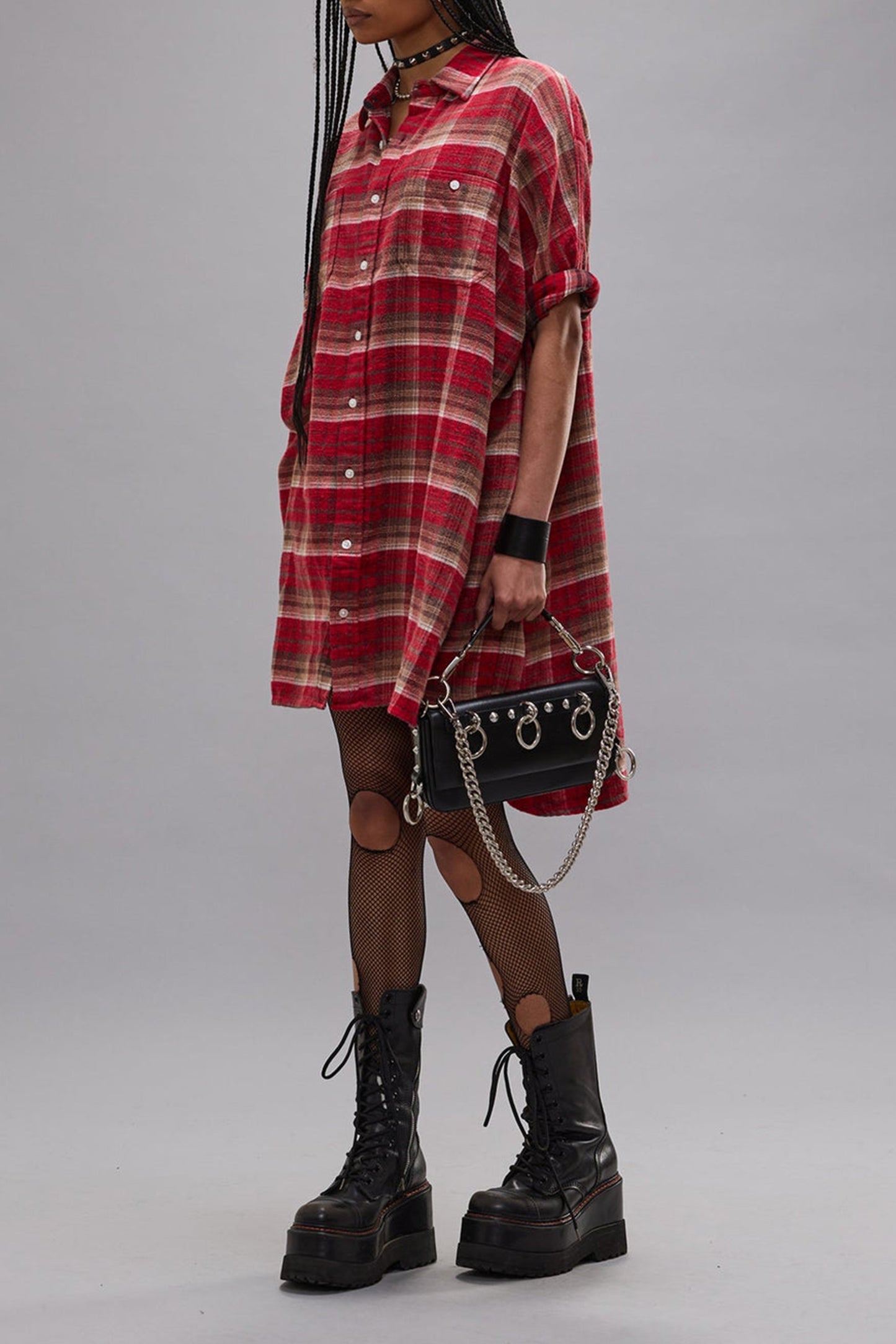 Boxy Oversized Dress in Red Plaid R13 - Anita Hass