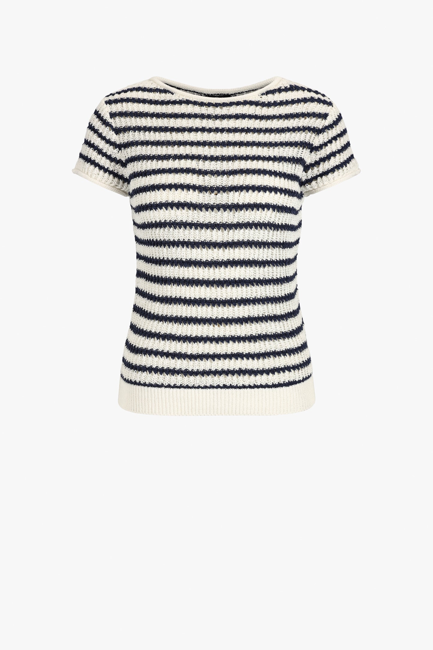 Strickshirt Cady in Ivory/Indigo Rails