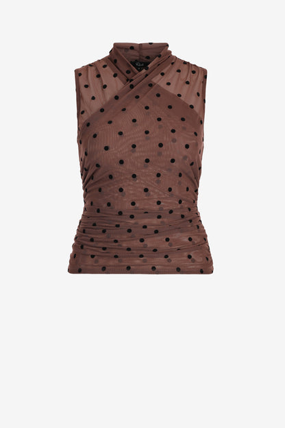 Top Lauris Polka Dot in Chocolate Rails