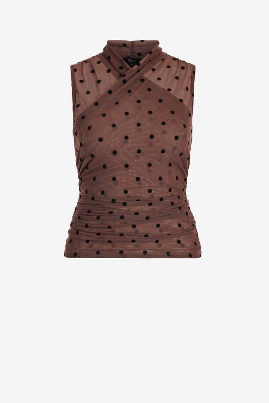 Top Lauris Polka Dot in Chocolate Rails
