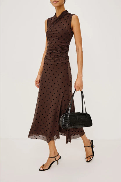 Top Lauris Polka Dot in Chocolate Rails