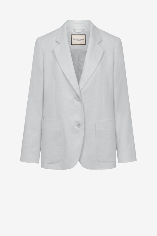 Carette Linen Blazer in Sky Blue - Anita Hass