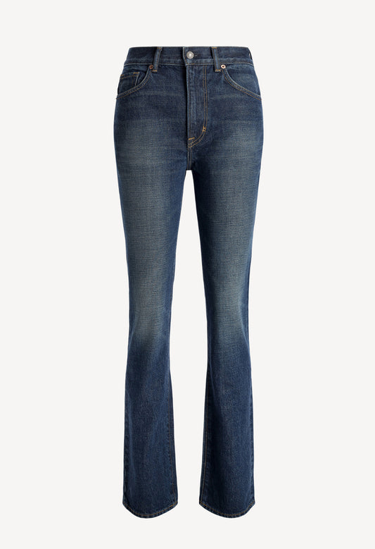 Stone washed jeans in mid blue