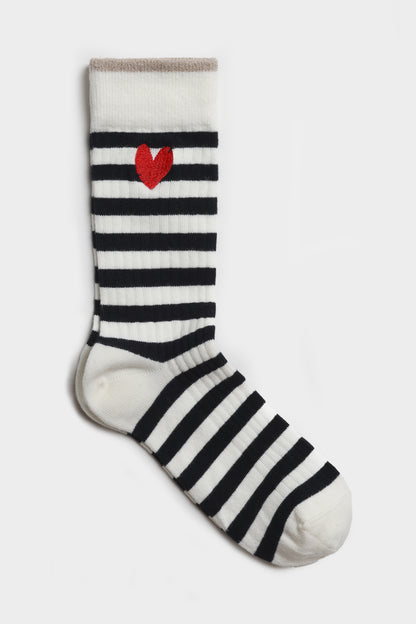 Gestreifte Socken 'Heart' in Ivory/NavyAnita Hass - Anita Hass