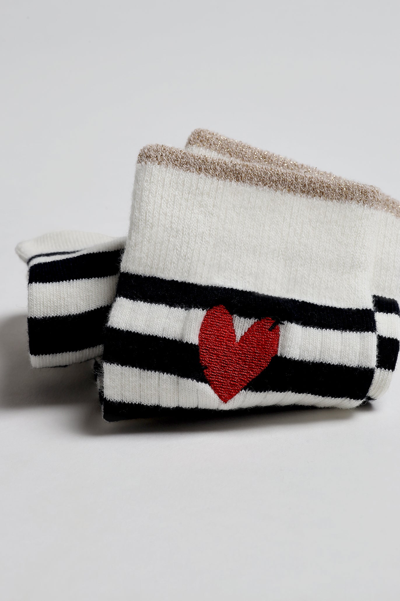 Gestreifte Socken 'Heart' in Ivory/NavyAnita Hass - Anita Hass