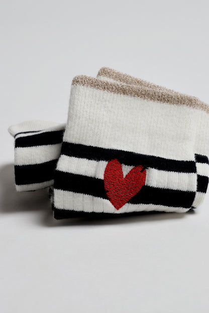 Gestreifte Socken 'Heart' in Ivory/NavyAnita Hass - Anita Hass