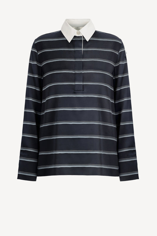 Blouse Rugby Stripe in Coastal Blue/Sandshell