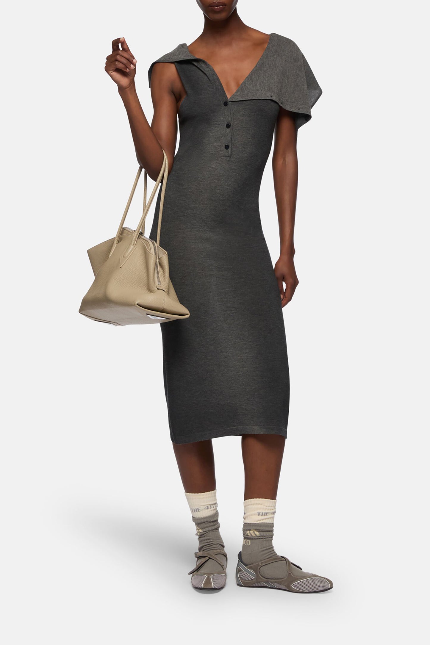 Kleid Button Neck in GreyThe Attico - Anita Hass