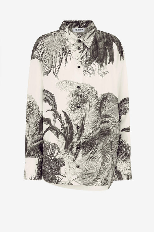 Diana Feather Blouse in White/Black - The Attico - Anita Hass