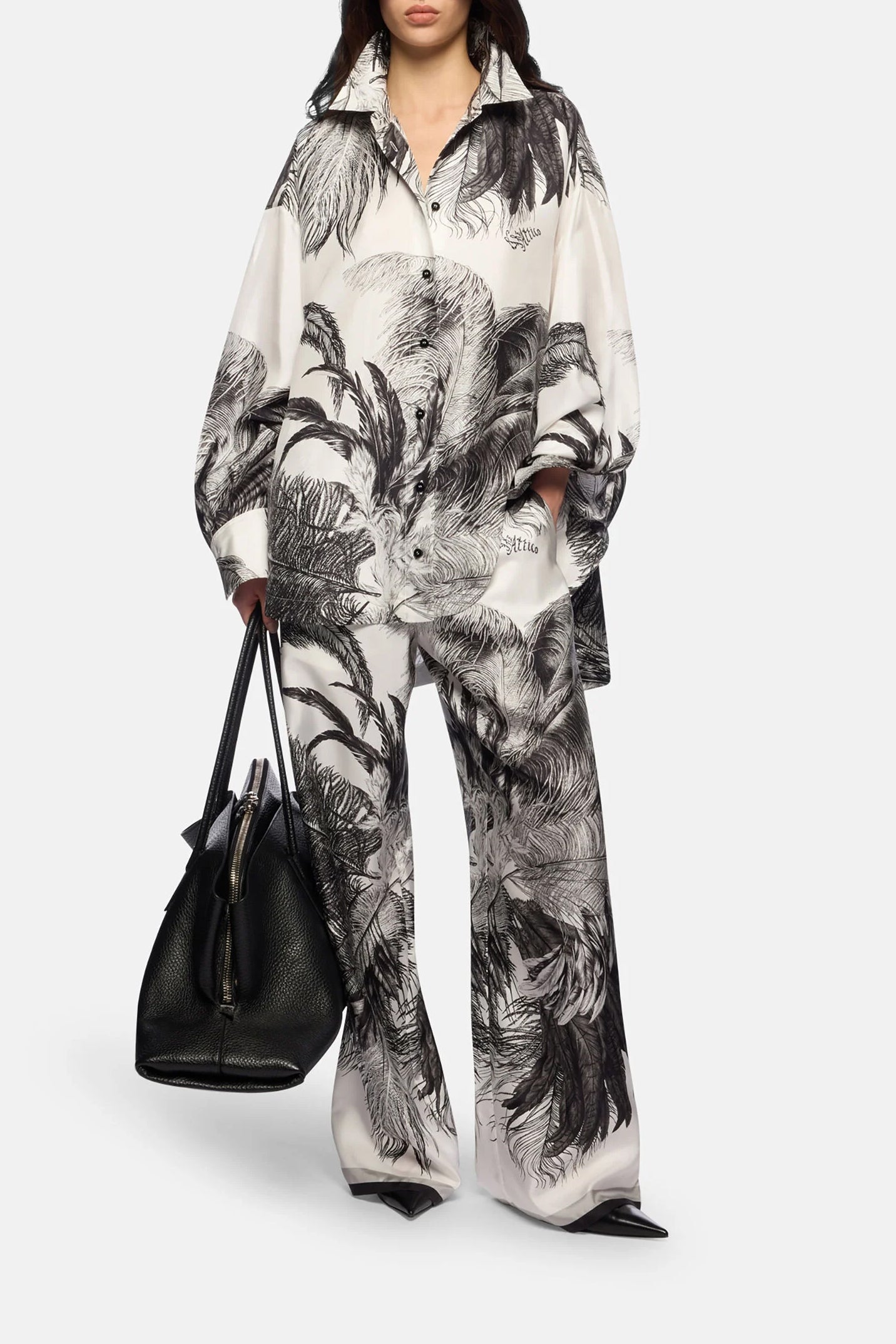 Bluse Diana Feather in White/Black The Attico