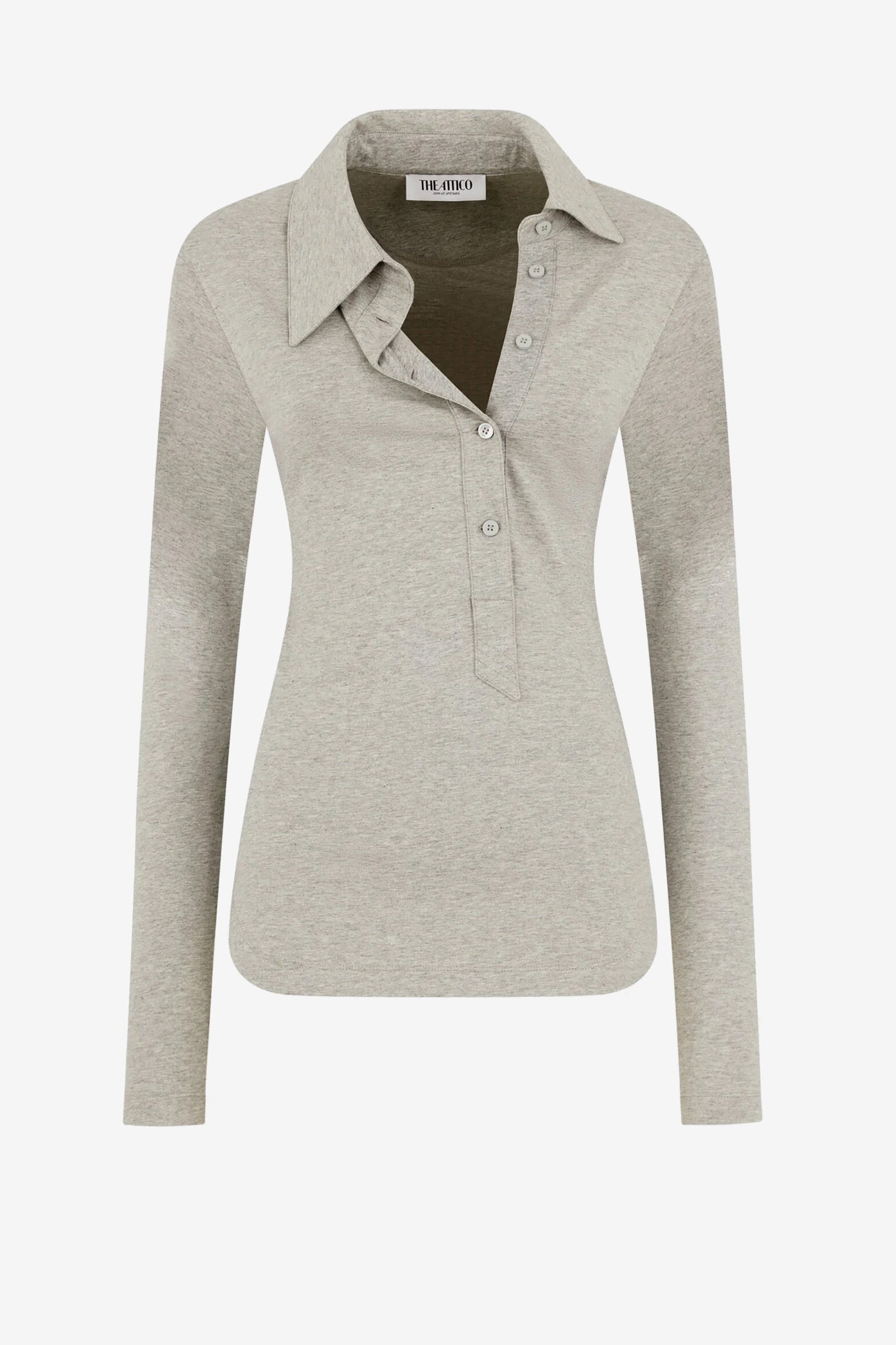 T-shirt à manches longues asymétrique, gris clair chiné – The Attico - Anita Hass
