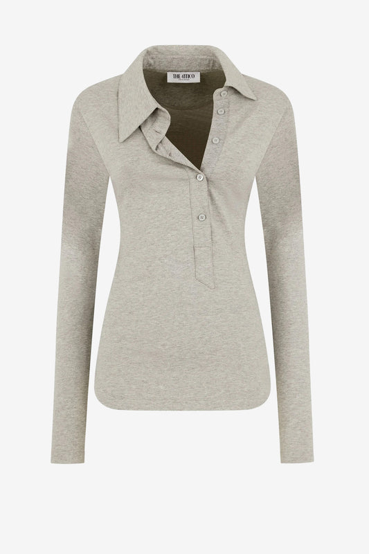 T-shirt à manches longues asymétrique, gris clair chiné – The Attico - Anita Hass