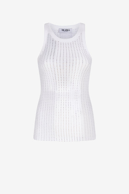 Tank Top Crystal Rib in Weiß The Attico