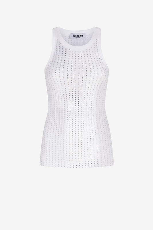 Tank Top Crystal Rib in Weiß The Attico