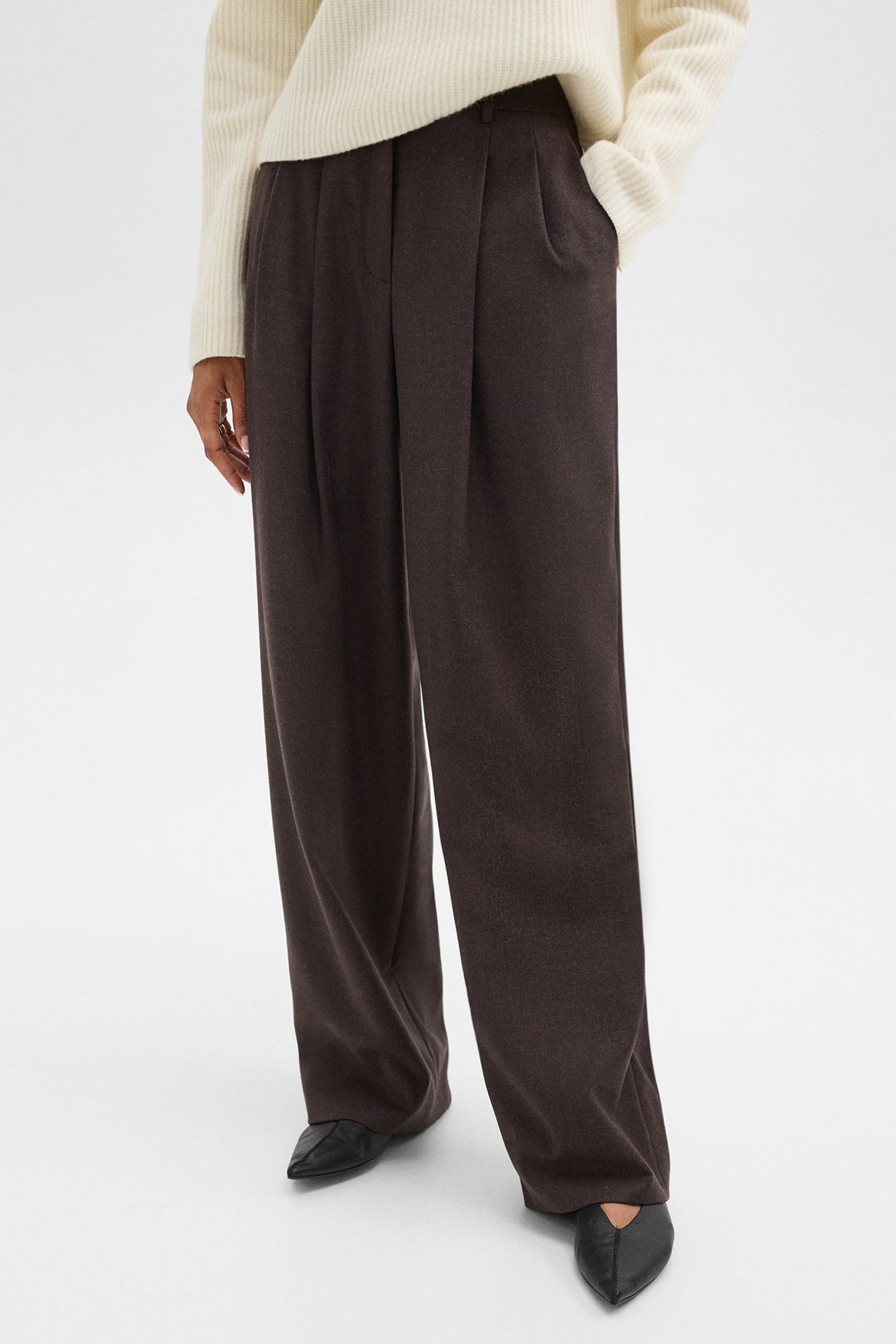 Pantalon flanelle élégant dans le melange hickory