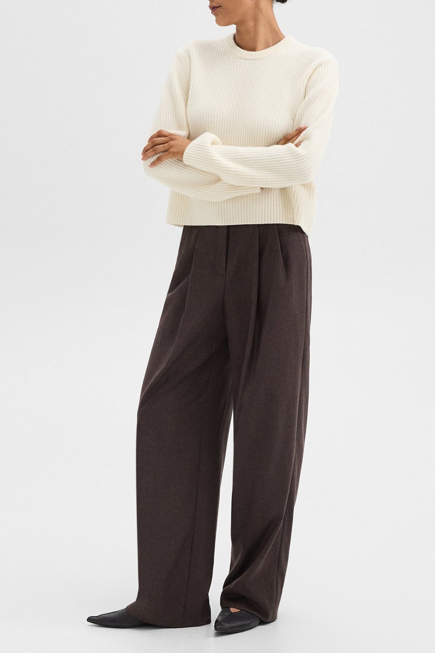 Pantalon flanelle élégant dans le melange hickory