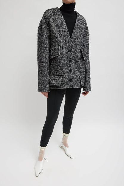 Jacke Boucle Tweed in Schwarz/IvoryTibi - Anita Hass