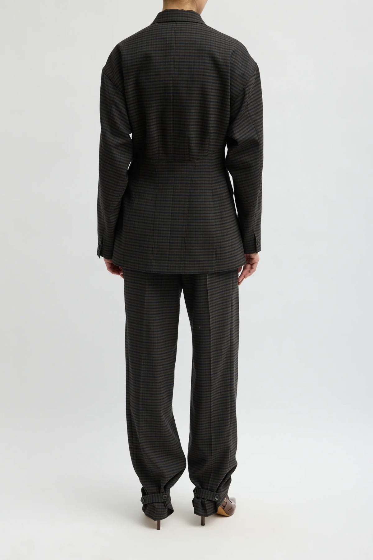 Blazer Cedric Sculpted in Grey Check Tibi