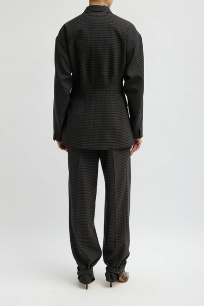 Blazer Cedric Sculpted in Grey Check Tibi