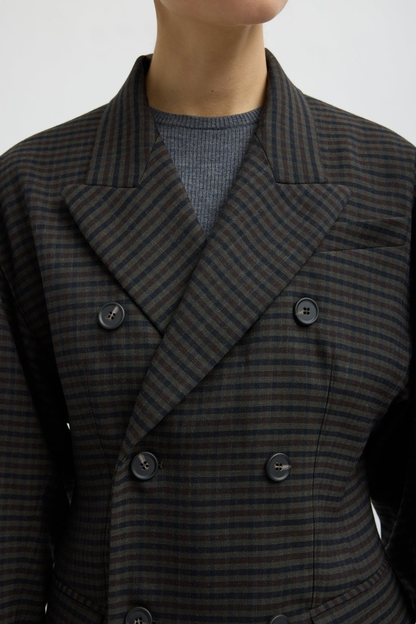 Blazer Cedric Sculpted in Grey Check Tibi