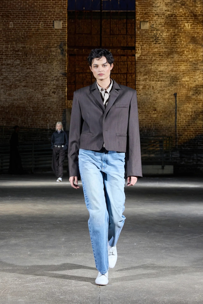 Blazer Cropped in Herringbone Brown Tibi