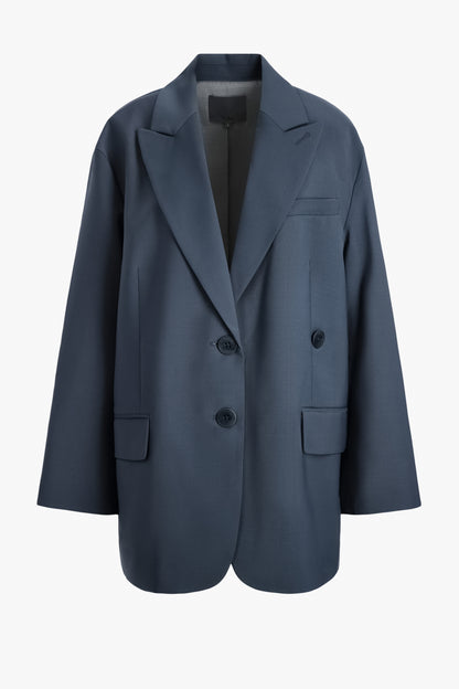 Liam Wool Blazer in Blue Fog