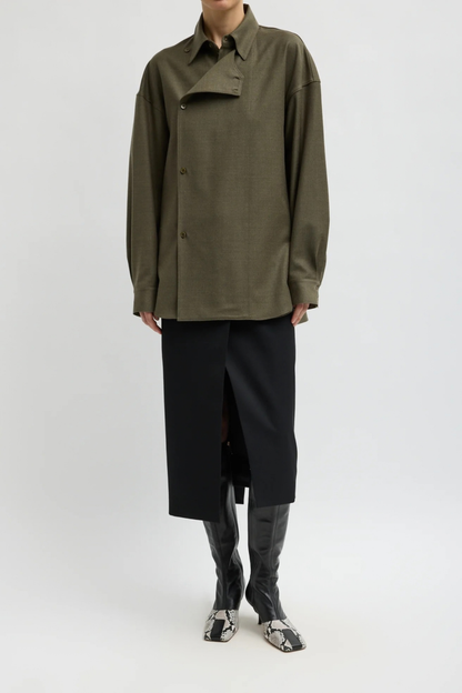 Bluse Cozy Overlap in Army Green Tibi