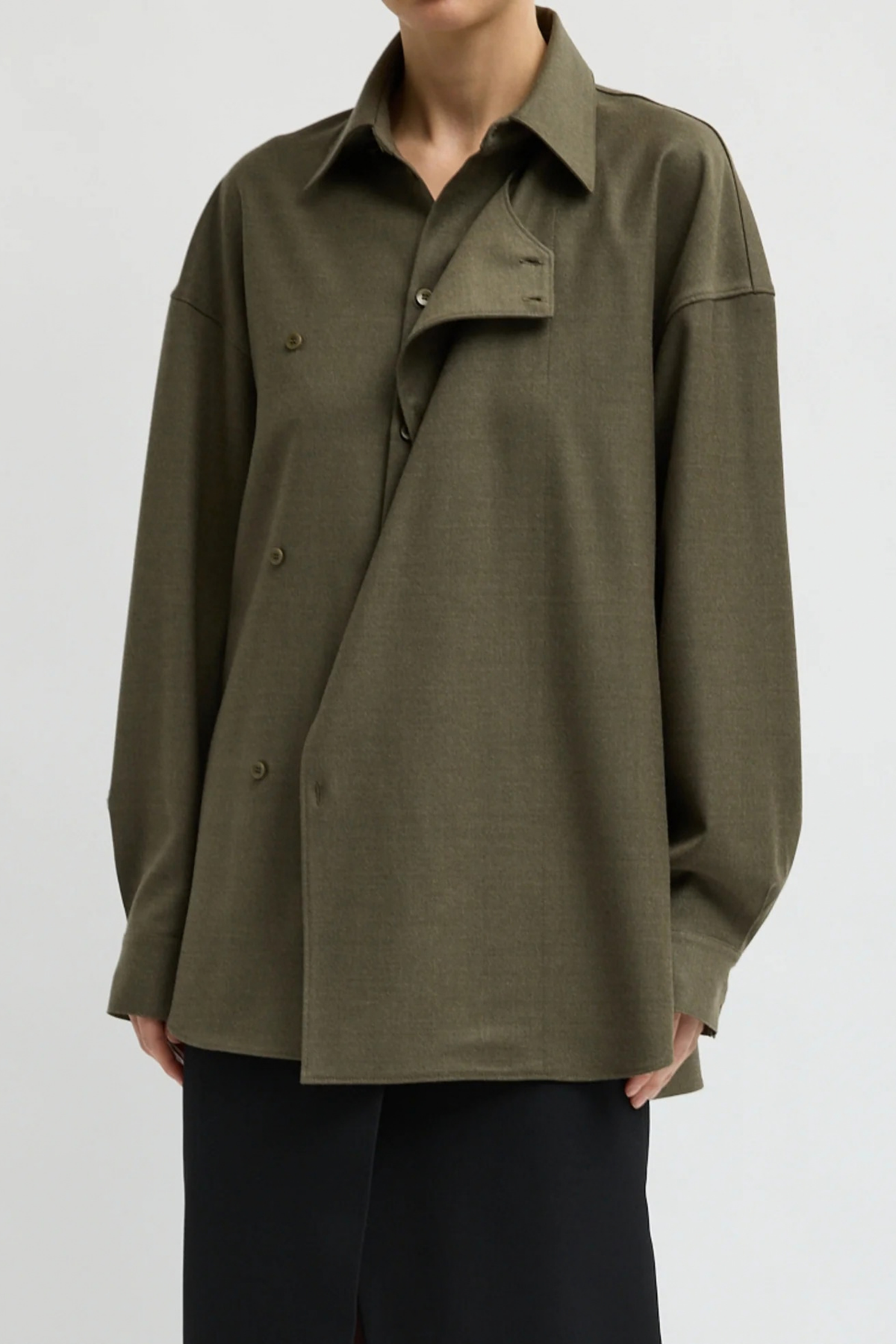 Bluse Cozy Overlap in Army Green Tibi