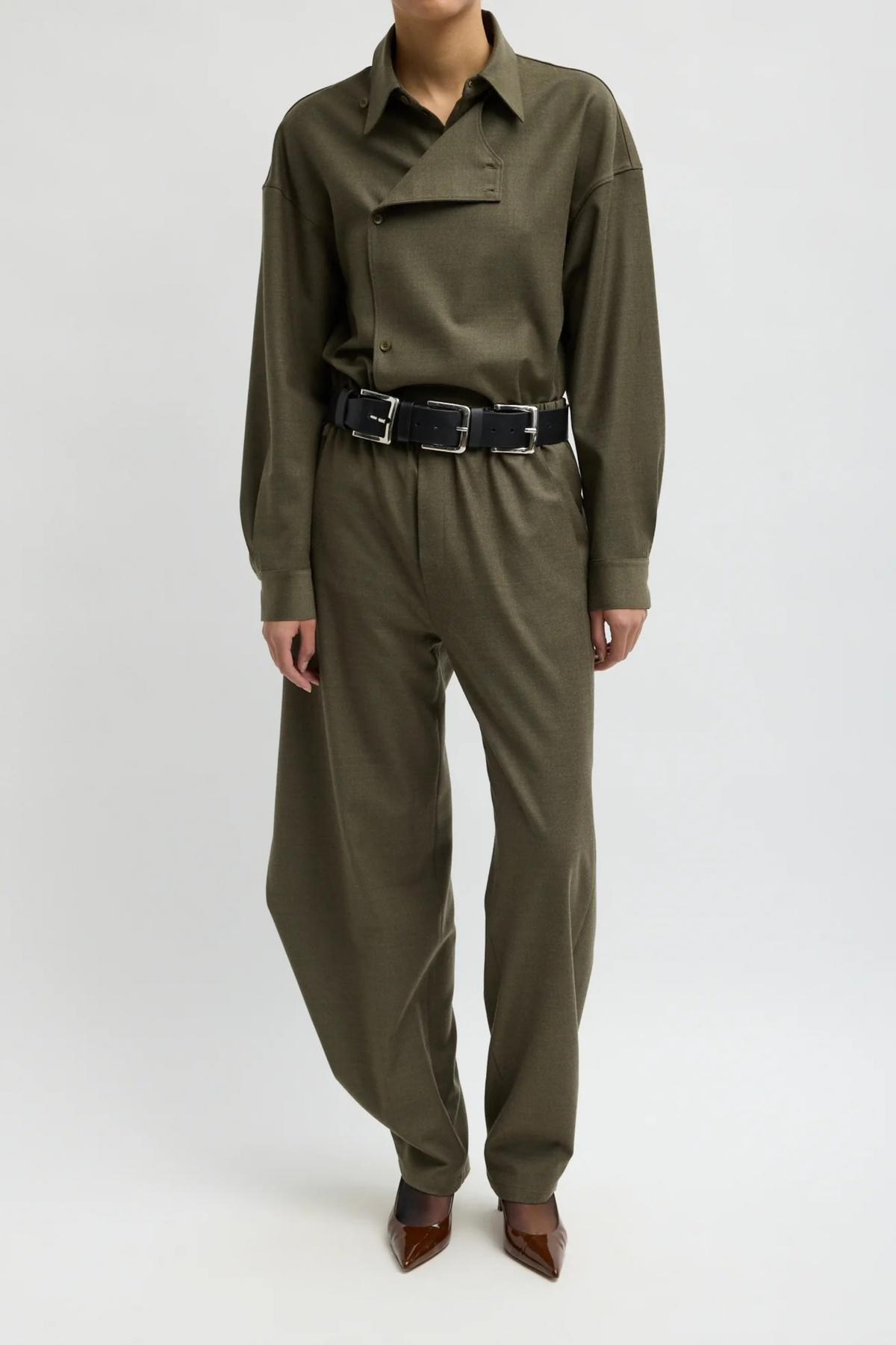 Hose Side Drape in Army Green Tibi