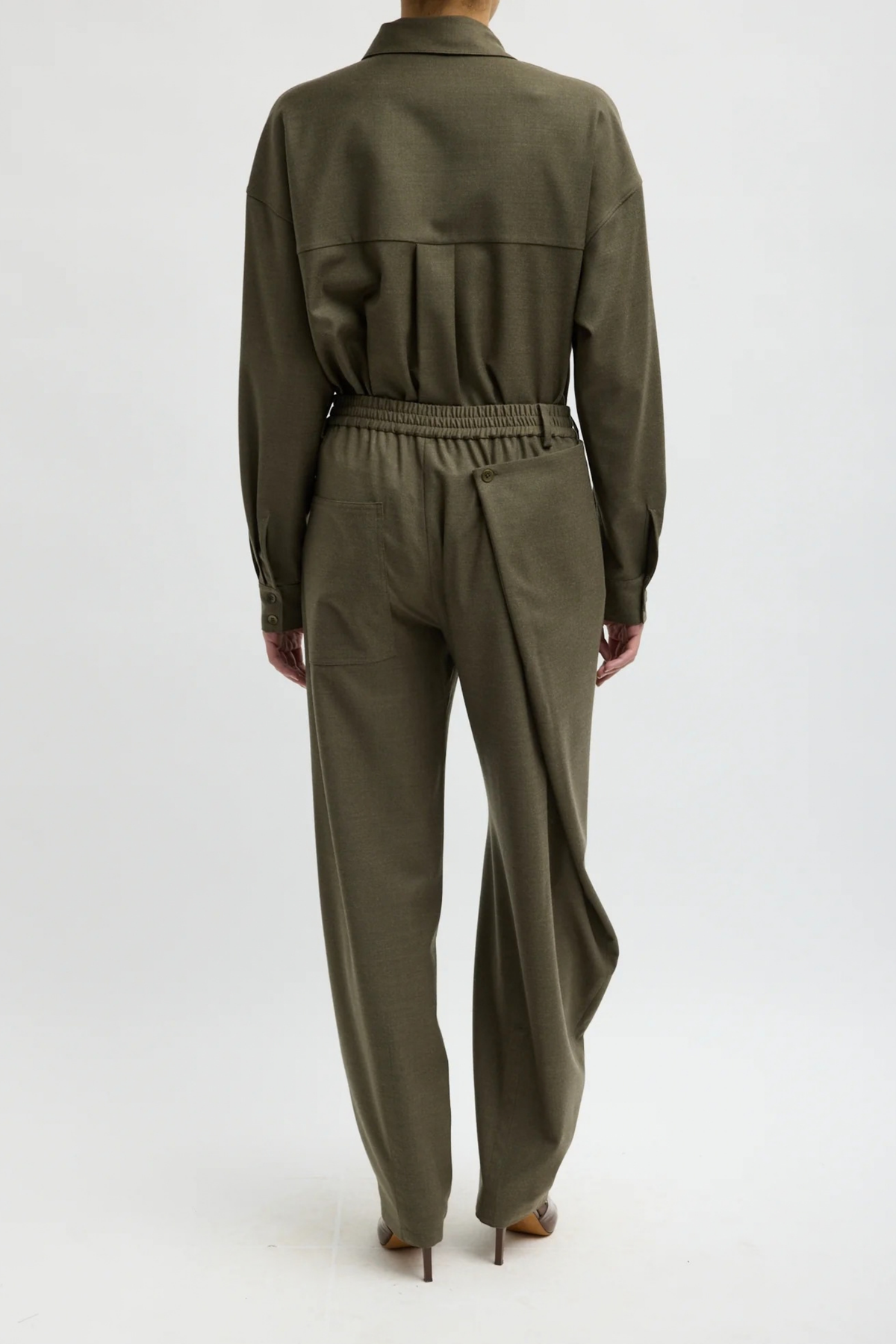 Hose Side Drape in Army Green Tibi