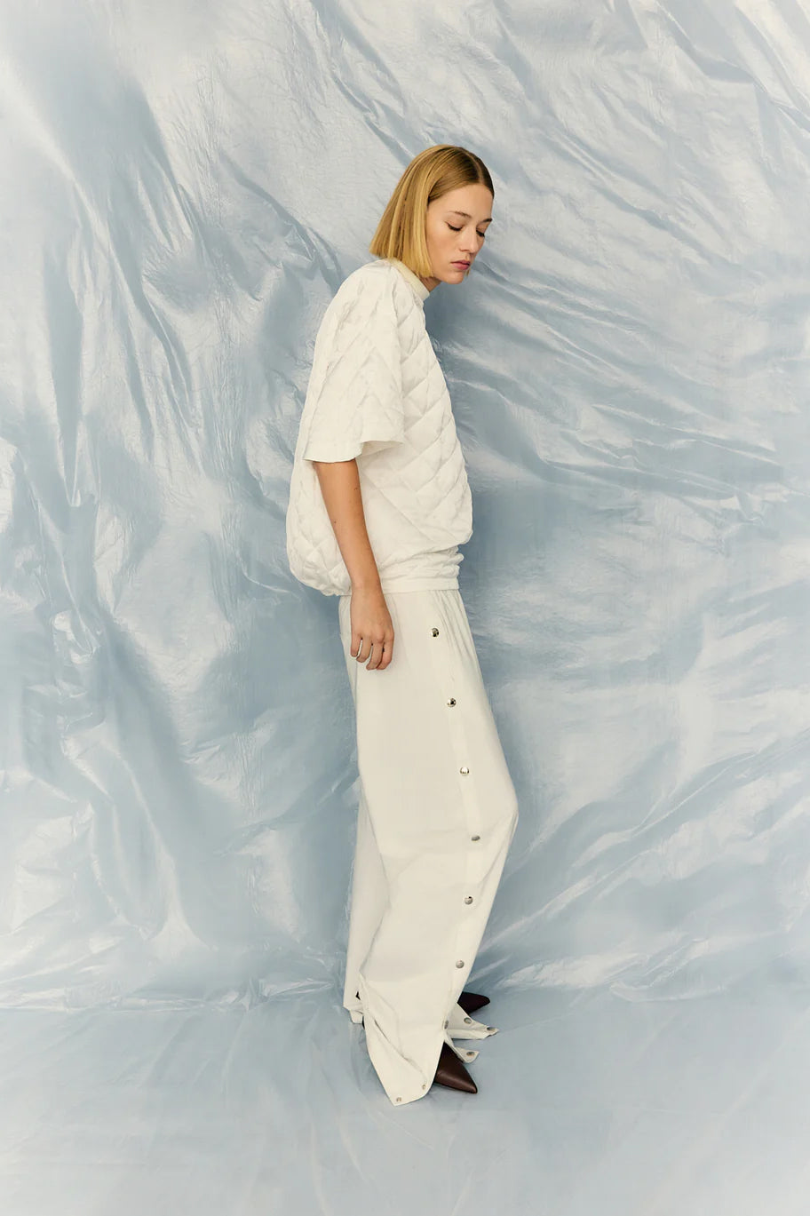 Snap Jogger Pants in White by Tibi - Anita Hass