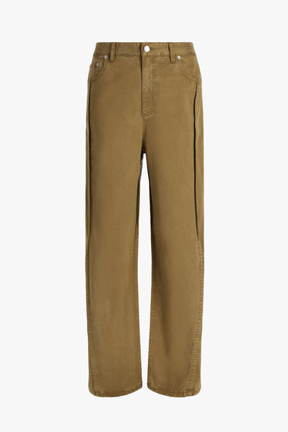 Twill Tuck Pants in Dark Tan by Tibi - Anita Hass