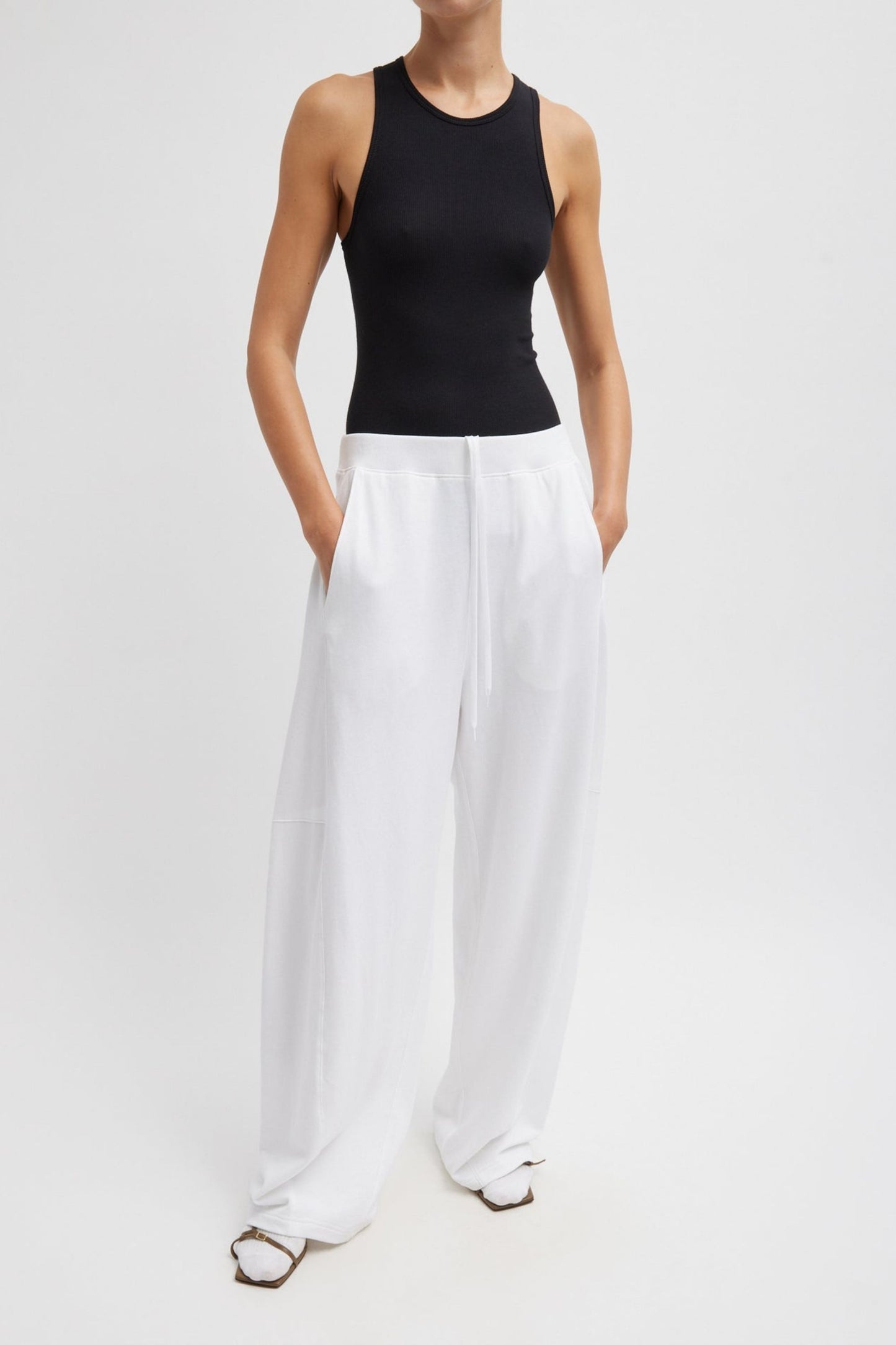 Winslow Light Jersey Pants in WhiteTibi - Anita Hass