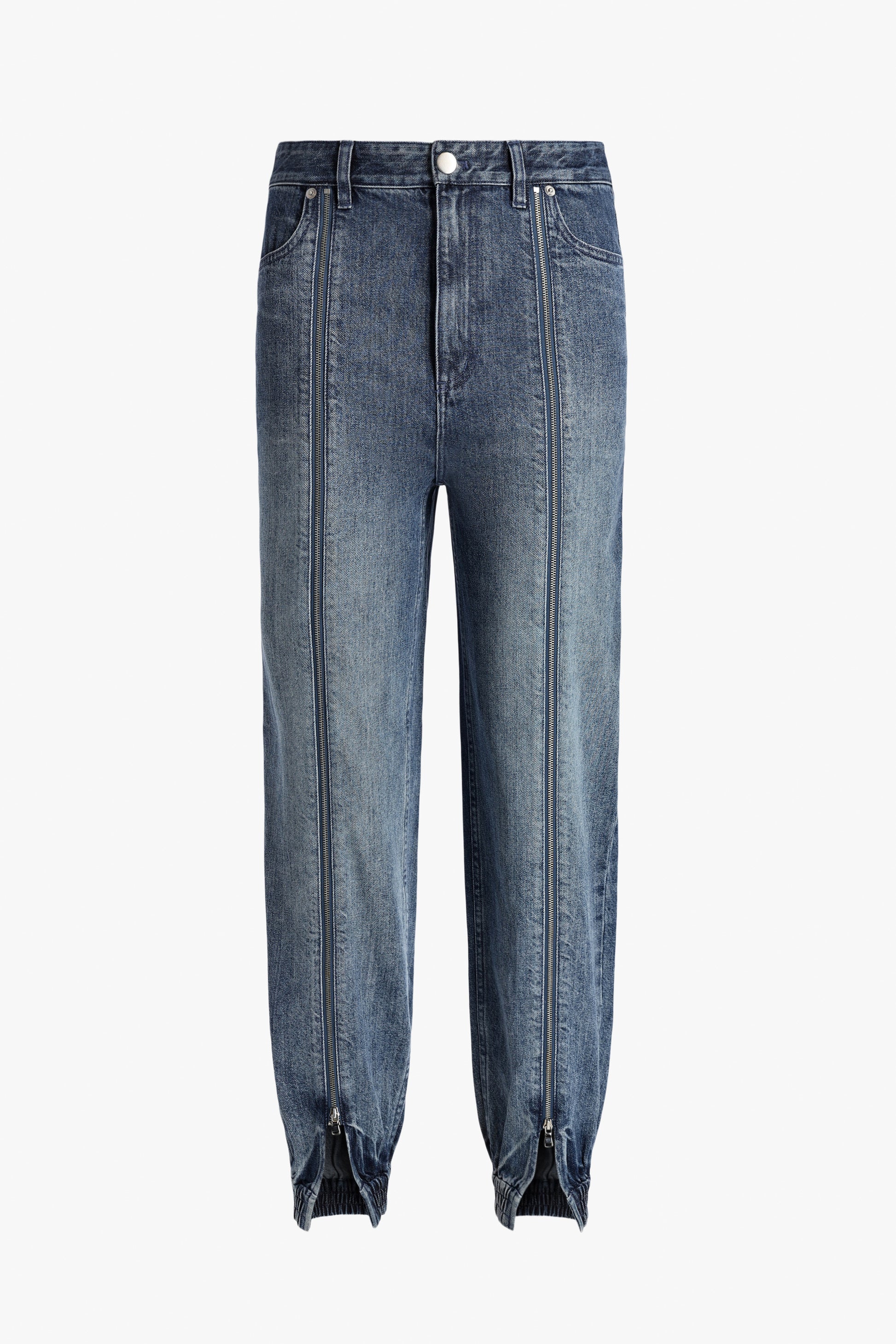 Pantalones jogger con cremallera en azul clásico de Tibi - Anita Hass