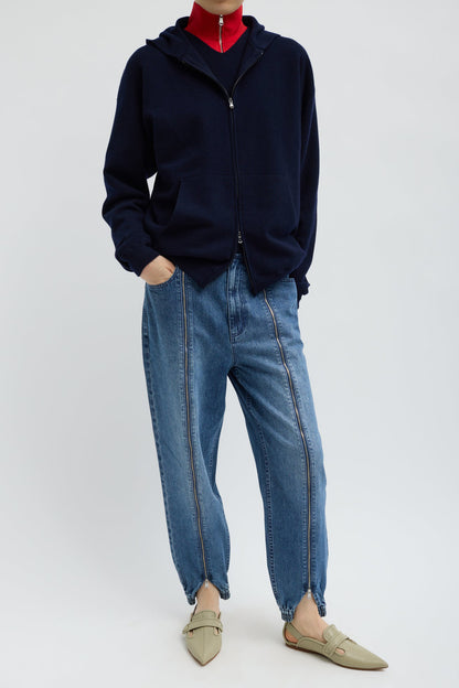Pantalones jogger con cremallera en azul clásico de Tibi - Anita Hass