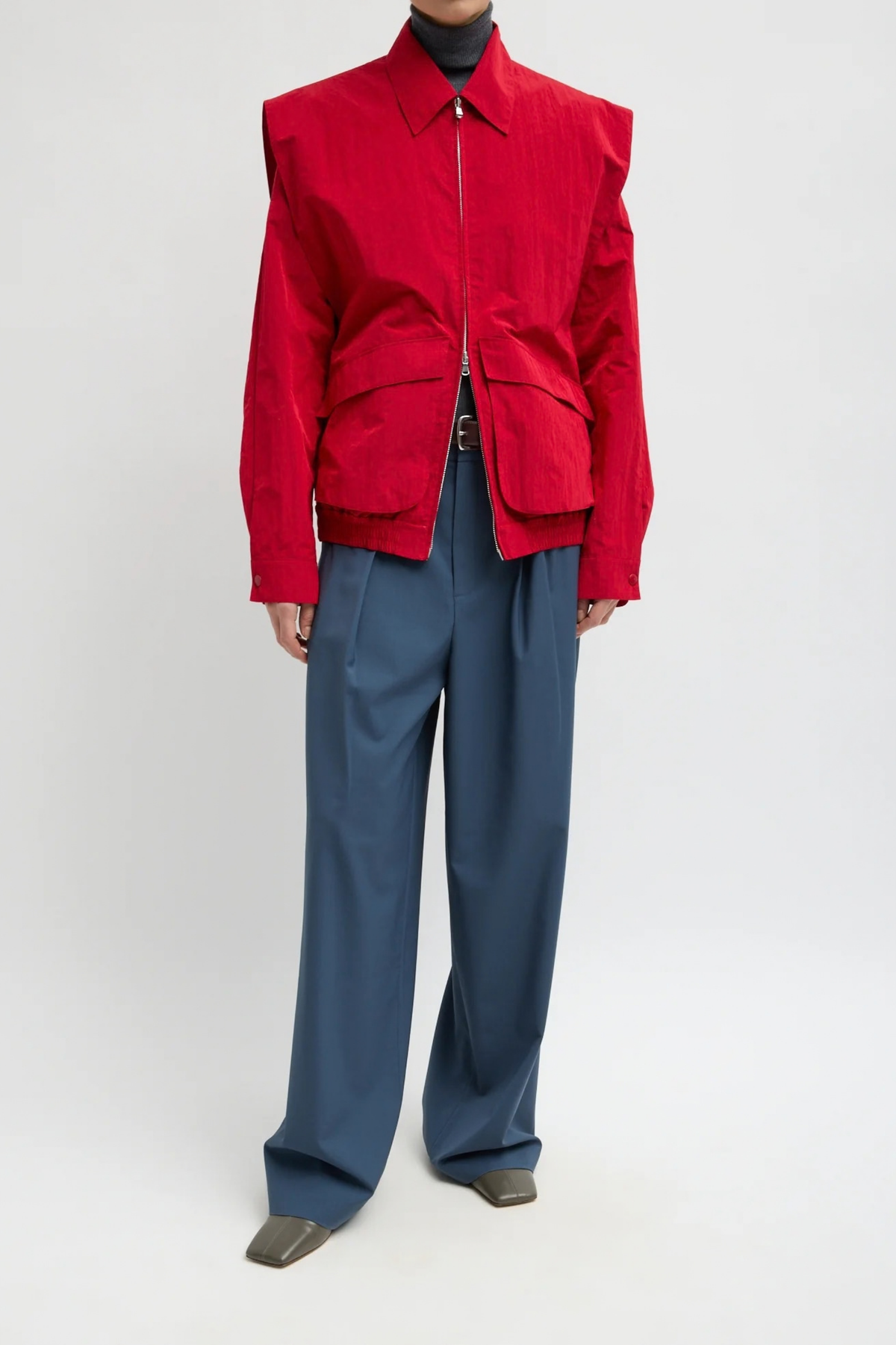 Jacke Nylon Snap Bomber in Rot Tibi