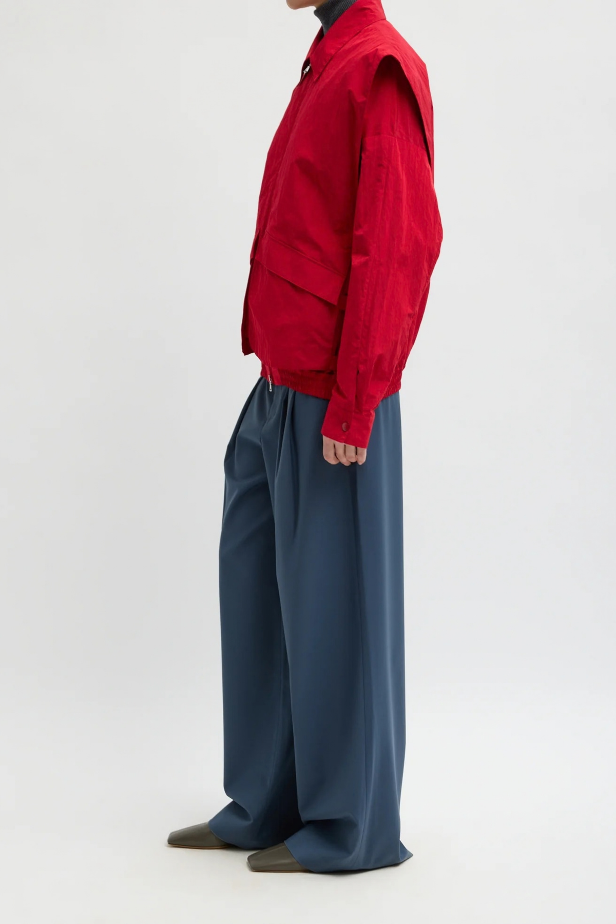Jacke Nylon Snap Bomber in Rot Tibi
