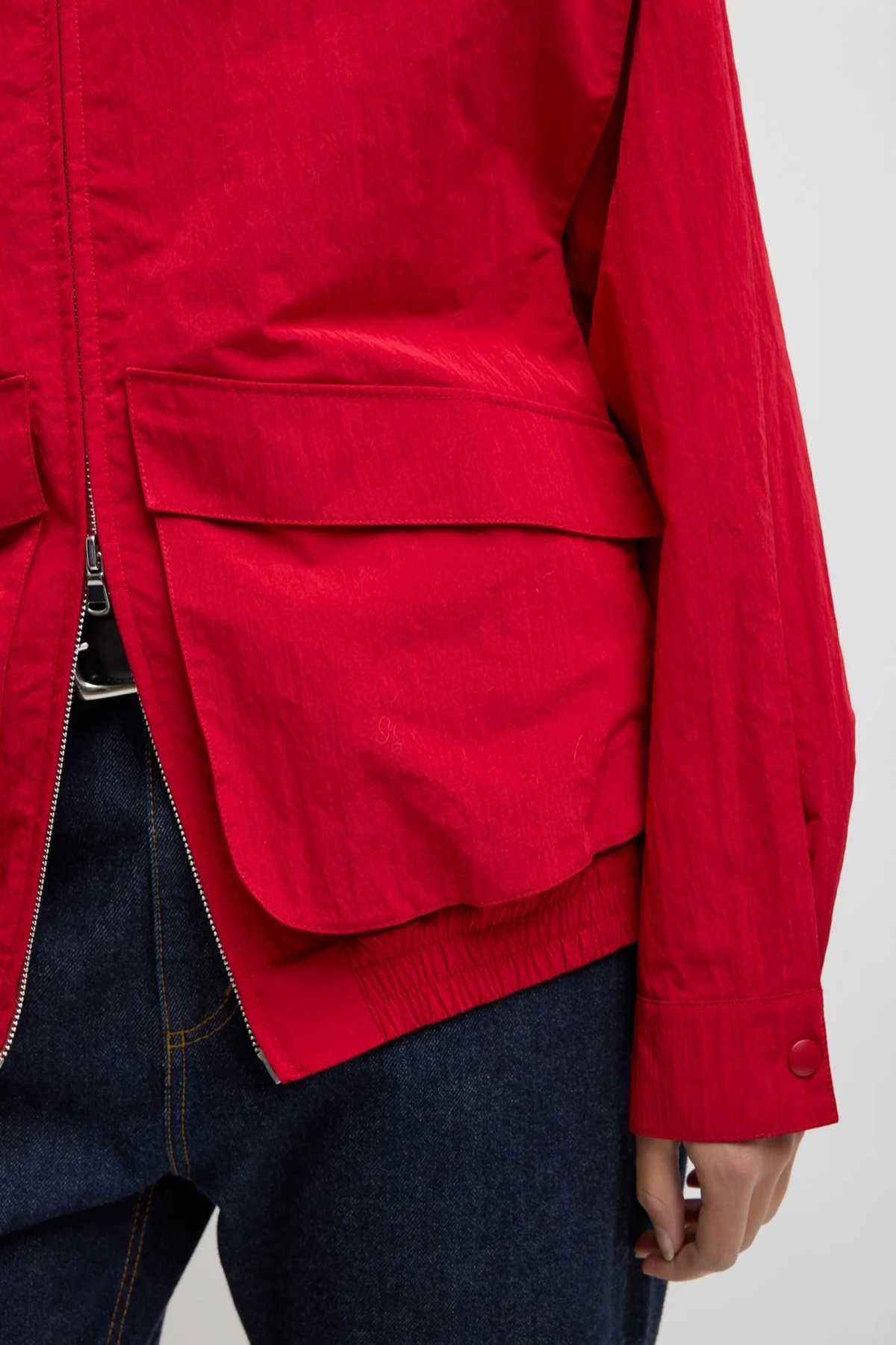 Jacke Nylon Snap Bomber in Rot Tibi