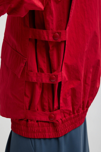 Jacke Nylon Snap Bomber in Rot Tibi