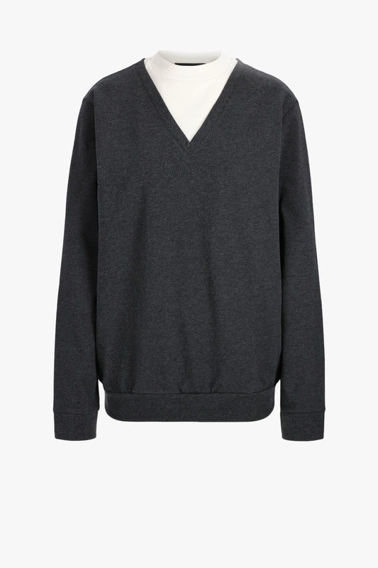 Pull « Trompe-l'œil » gris/blanc Tibi - Anita Hass